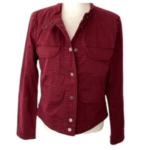 Sanctuary Military Moto Field Jacket garment dyed Burgundy size medium